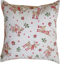 Sette Colori Husă Decorativă de Pernă Pătrată de Crăciun Rudolph Multicoloră 45x45buc 1buc