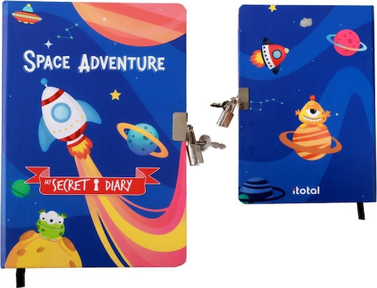 Total Gift Space Παιδικό Σημειωματάριο A5 96 Φύλλων με Λουκέτο Μπλε