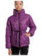 Women's Short Puffer Jacket for Winter Purple