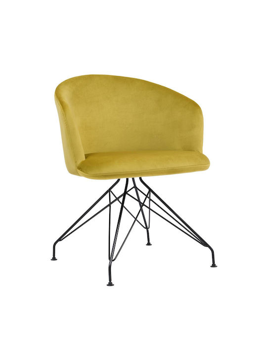 Johan Dining Room Velvet Chair Yellow 63x51x78cm