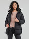 Superdry Code Xpd Cocoon Women's Short Puffer Jacket for Winter with Hood Black
