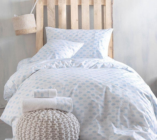 Rythmos Kinderbettlaken Set Baumwollene Cloudy Blue 160x260cm 3 Stück