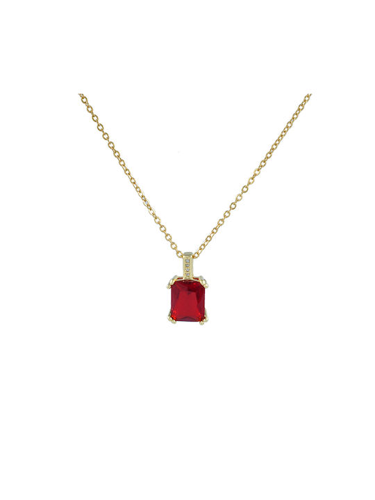Damen Stahl Halskette mit rotem Kristall Awear Blat Rot
