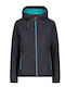 Women's for Hiking Short Sports Jacket Waterproof for Winter with Hood Navy Blue