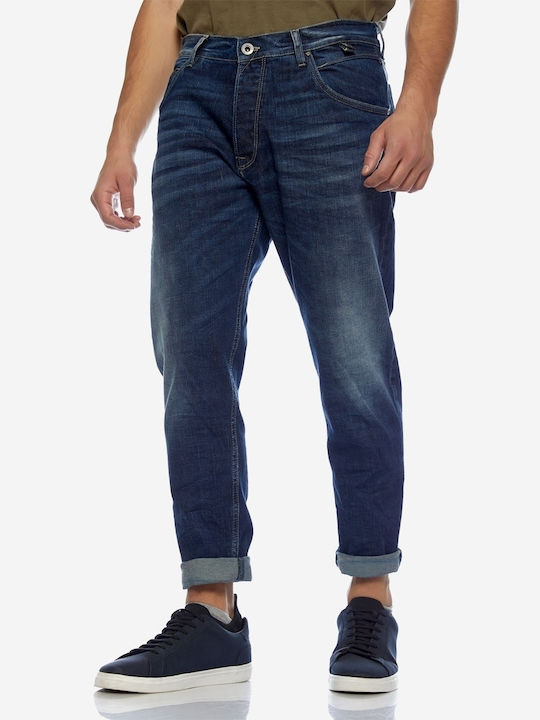 Brokers Jeans Men's Elastic Slim Fit Tapered Blue Jeans Pants