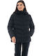 Women's Short Puffer Jacket for Winter with Hood Black