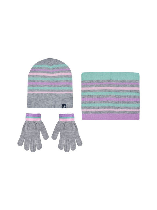 Stamion Kids Beanie Set with Scarf & Gloves Knitted Gray