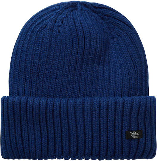 Beanie Ανδρικός Σκούφος με Rib Πλέξη σε Navy Μπλε χρώμα
