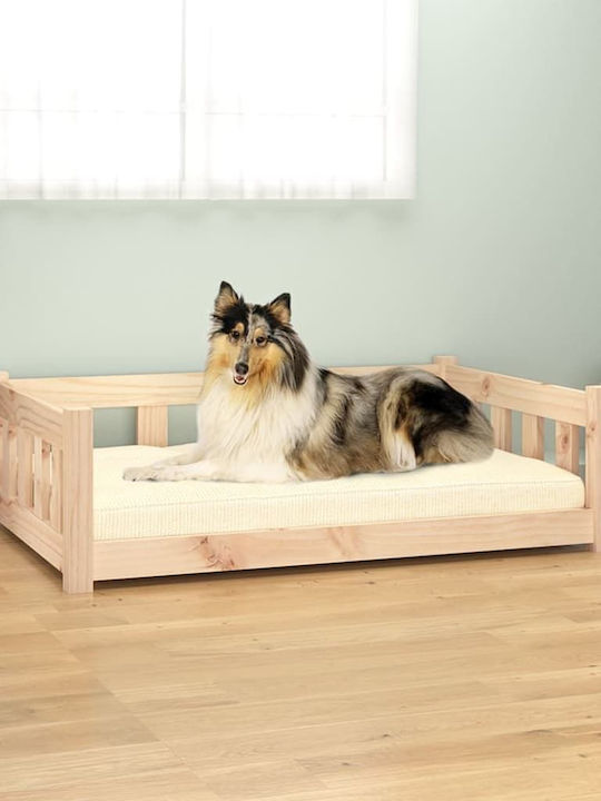vidaXL Καναπές Κρεβάτι Σκύλου Μασίφ σε Καφέ χρώμα 95.5x65.5cm