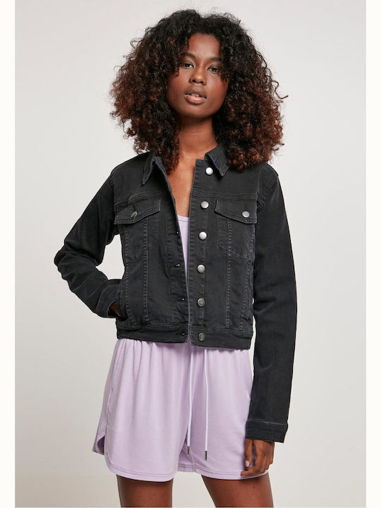 Kurz Damen Jeansjacke Schwarz