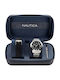 Nautica Pacific Beach Men's Watch 43mm Battery with Silver Metal Bracelet
