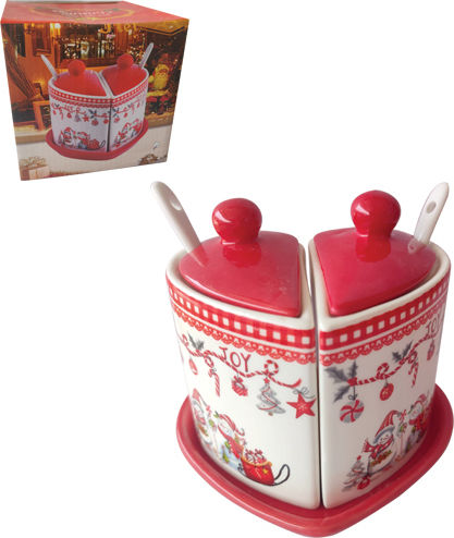 AGC Christmas Container Porcelain Red L14xW12cm.