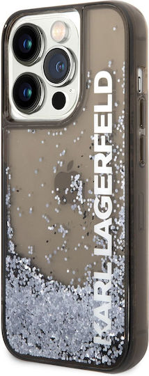 Karl Lagerfeld Liquid Glitter Umschlag Rückseite Silikon Schwarz (iPhone 14 Pro)