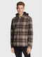 Furnace Long Sleeve Flannel Overshirt in Regular Fit Checked Brown