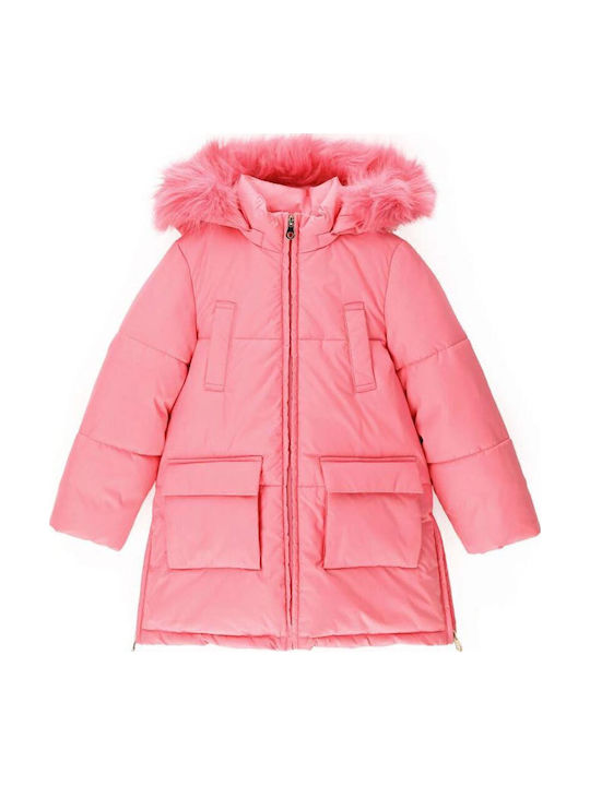 Kinderjacken & Winterjacken Langes Gesteppt mit Futter & Kapuze Rosa