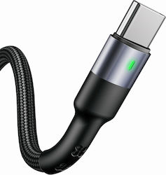 Usams US-SJ313 Braided / LED USB 2.0 Cable USB-C male - USB-A male Μαύρο 1m (SJ313TC01)