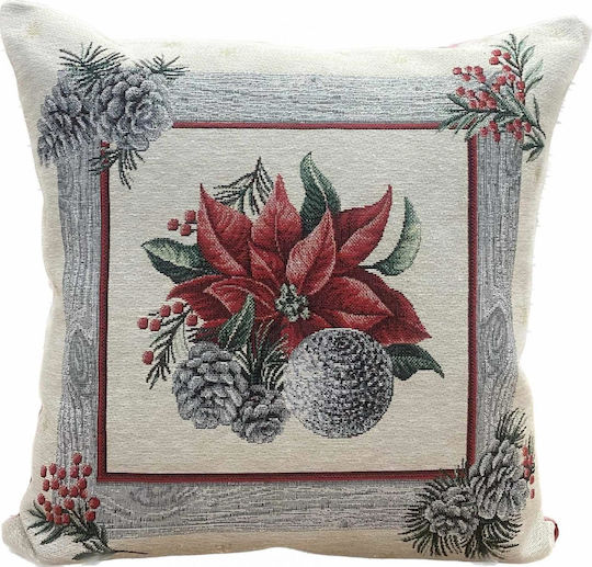 Linea Home Xmas Box Χριστουγεννιάτικη Διακοσμητική Μαξιλαροθήκη Τετράγωνη Silver 45x45εκ.