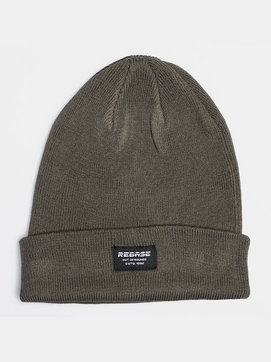 Rebase Beanie Ανδρικός Σκούφος Πλεκτός σε Χακί χρώμα