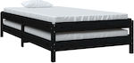 Bed Base Single made of Wood Black 100x200x22cm