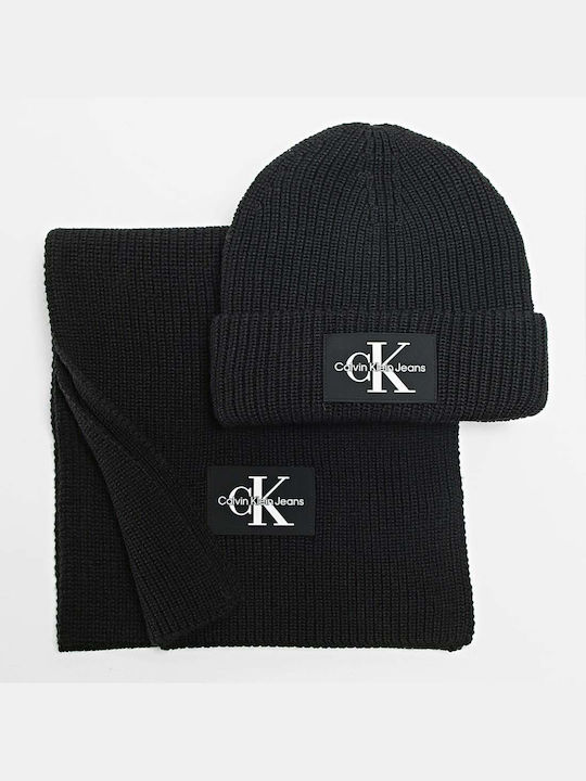 Calvin Klein Unisex Set mit Beanie Gestrickt in Schwarz Farbe