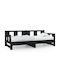 Καναπές Κρεβάτι Μονό από Μασίφ Ξύλο Μαύρο για Στρώμα 80x200cm