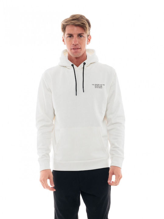 Splendid Men's Sweatshirt with Hood and Pockets White