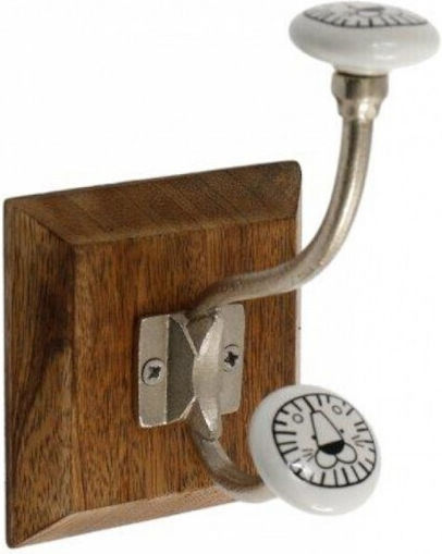Atmosphera Wooden Kids Wall Hanger with One Hook Animals Coffee