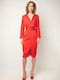 Desiree Midi Evening Dress Wrap Red