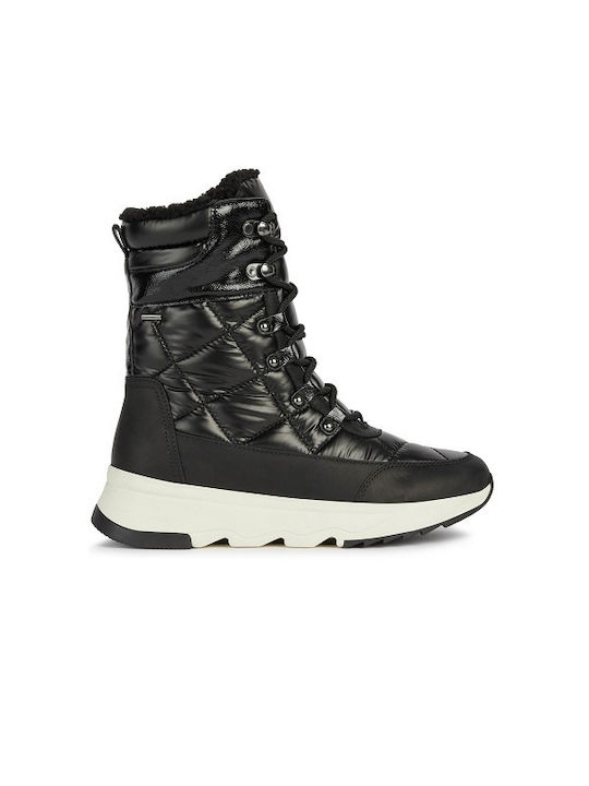 Falena B Leather Women's Ankle Boots with Fur Black