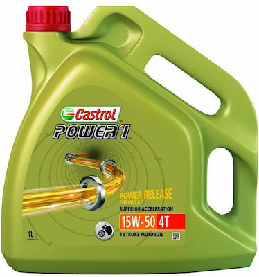 Castrol Power 1 Sintetic Ulei de motocicletă pentru motoare în patru timpi 15W-50 4lt