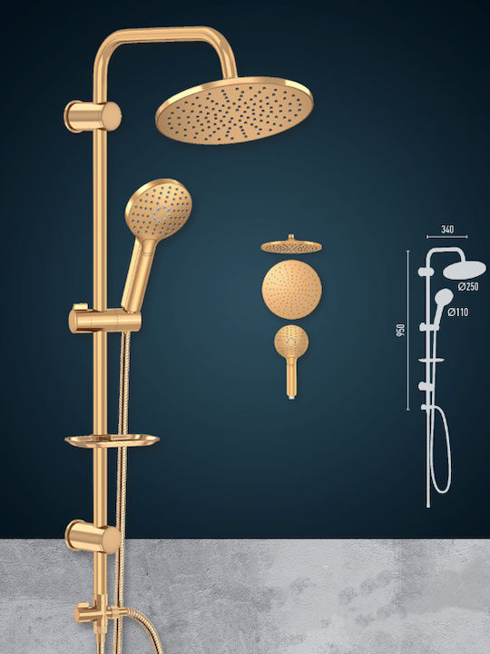DuscheLine Prestige Icon Coloană de duș fără Baterie 95 cm Aurie