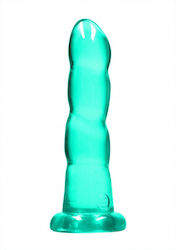 Shots Real Rock Crystal Clear Dildo με Βεντούζα Green 18cm