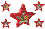 AGC Wood Illuminated Christmas Decorative Pendant Star 20x20x20cm Red