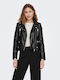 Only Women's Short Biker Artificial Leather Jacket for Winter Black