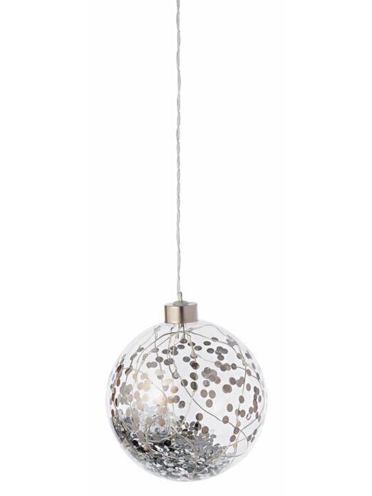 Raeder Illuminated Christmas Glass Figure Ball Silver Length 11cm