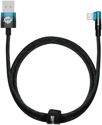 Baseus MVP 2 Unghi (90°) / Împletit USB-A la Cablu Lightning 20W Albastru 1m (CAVP000021)