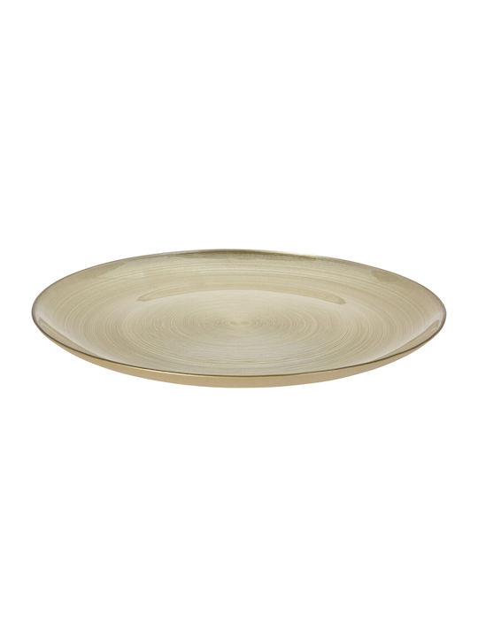 JK Home Decoration Χριστουγεννιάτικη Πιατέλα Γυάλινη Χρυσή 32εκ.