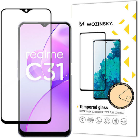 Wozinsky Case Friendly Vollkleber Vollflächig gehärtetes Glas Schwarz (Realme C31)
