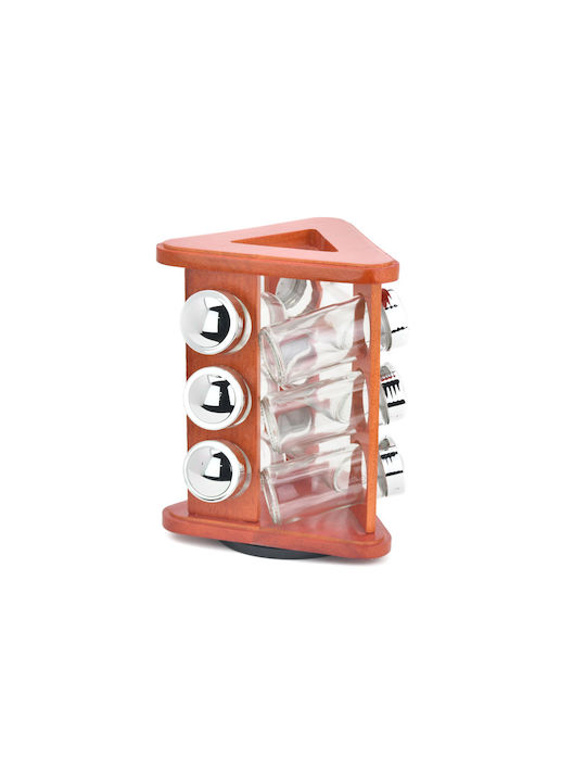 Καρβούνης Glass Tabletop Rotating Spice Rack Cherry 9pcs