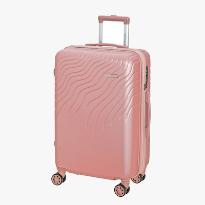 Bartuggi 712-80106 Large Travel Suitcase Hard Pink with 4 Wheels Height 77cm