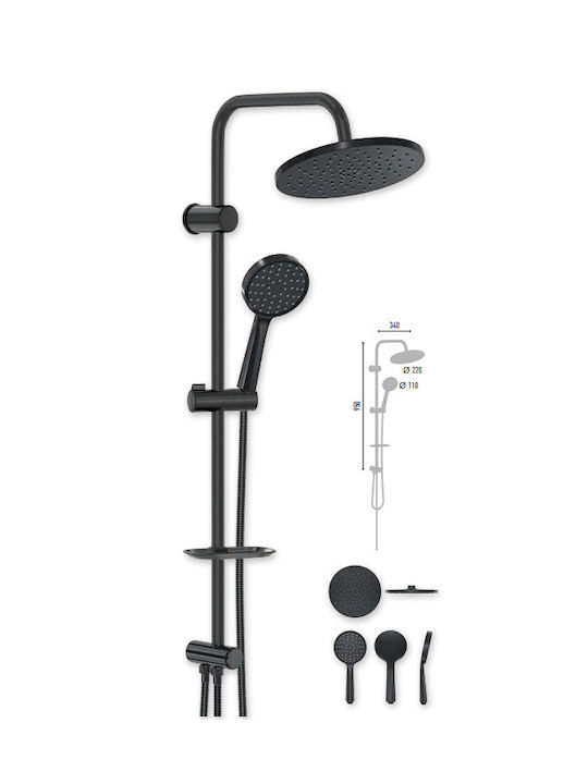 DuscheLine DM-7073 Στήλη Ντουζ χωρίς Μπαταρία 95cm Μαύρη