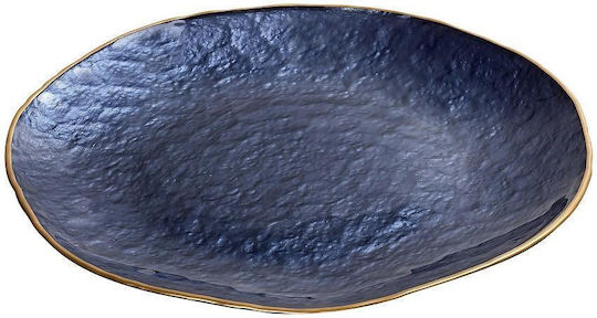 Espiel Shine Dekorative Platte Rund Glas Blau 1Stück 33x33cm