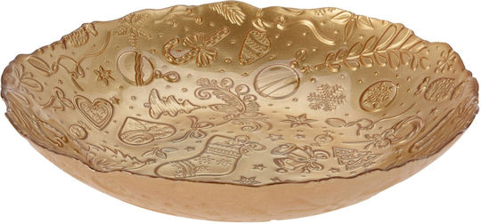 JK Home Decoration Dekorative Schüssel Glas Gold 30x30x6cm 1Stück