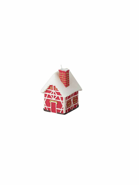 JK Home Decoration Χριστουγεννιάτικο Κερί Κόκκινο Σπιτάκι 11εκ.
