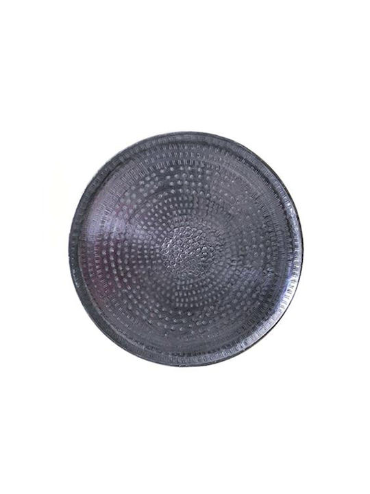 Zaros Round Metallic Decorative Platter Gray 38x38cm