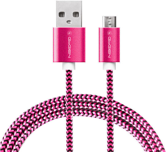 GoGEN Braided USB 2.0 to micro USB Cable Ροζ 1m (MICUSB100MM25)