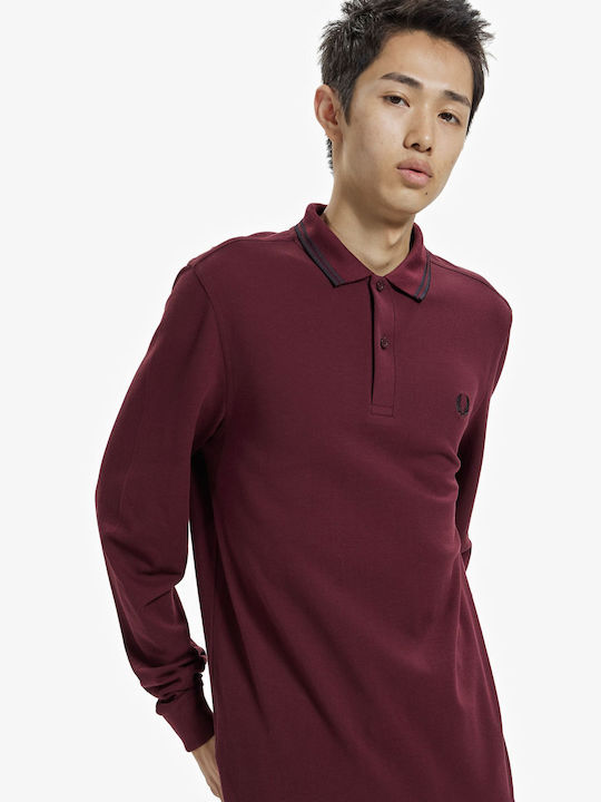 Fred Perry Men's Long Sleeve Blouse Polo Burgundy