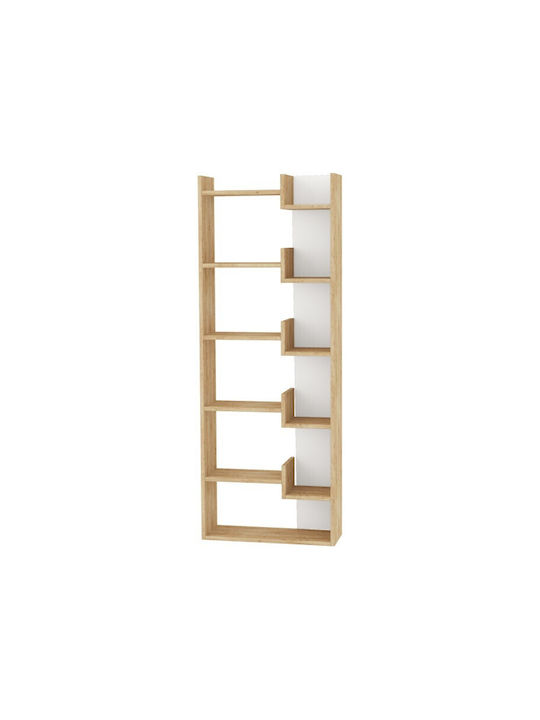 Bookcase Divia Sonoma - White 60.5x22x163cm