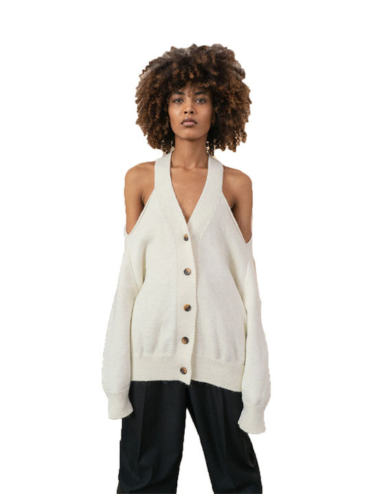 Tailor Made Knitwear Γυναικεία Πλεκτή Ζακέτα σε Λευκό Χρώμα