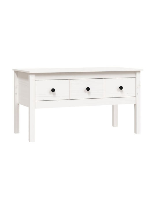 Rectangular Solid Wood Side Table White L102xW49xH55cm